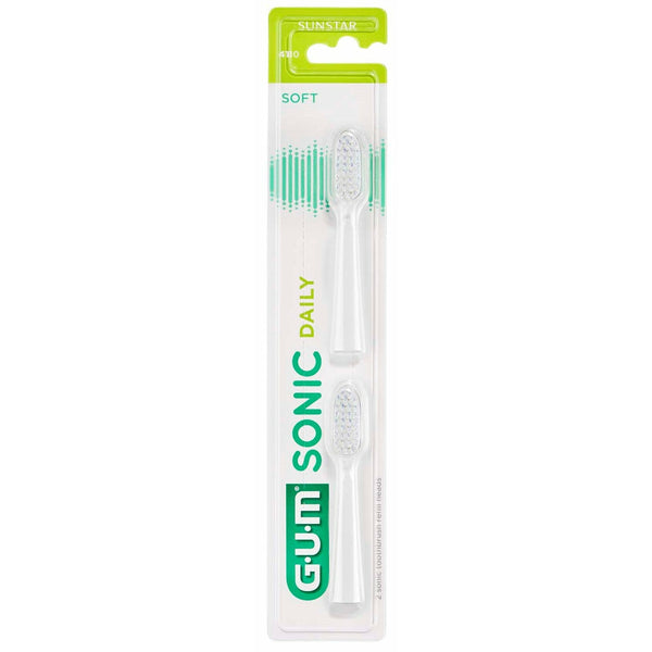 GUM SONIC Daily replacement brushes 2-pack white