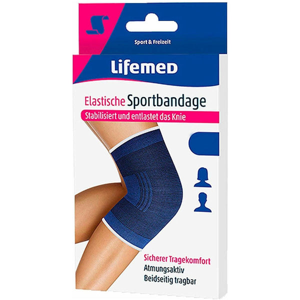 Lifemed elastic sports bandage knee brace blue size M