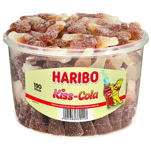 Haribo Kiss-Cola 150 St, mit Cola-Geschmack 1350 g Dose