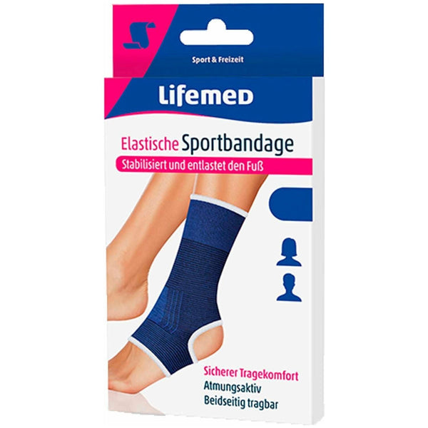 Lifemed elastic sports bandage ankle protection blue size M