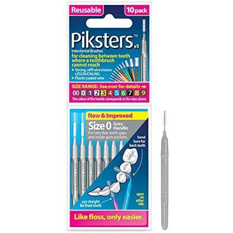 Piksters Interdentalbürsten 10er Pack Größe 0, grau, 0,35mm