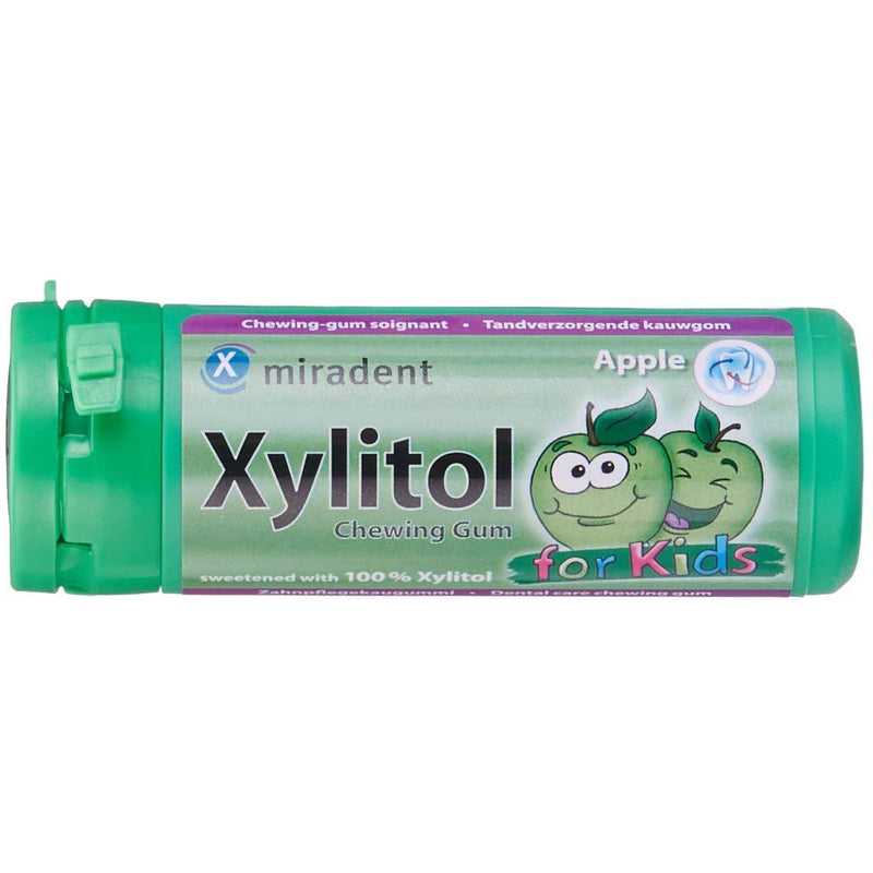 Miradent Xylitol Chewing Gum Zahnpflegekaugummis 30 Stück Dose - Apfel für Kinder