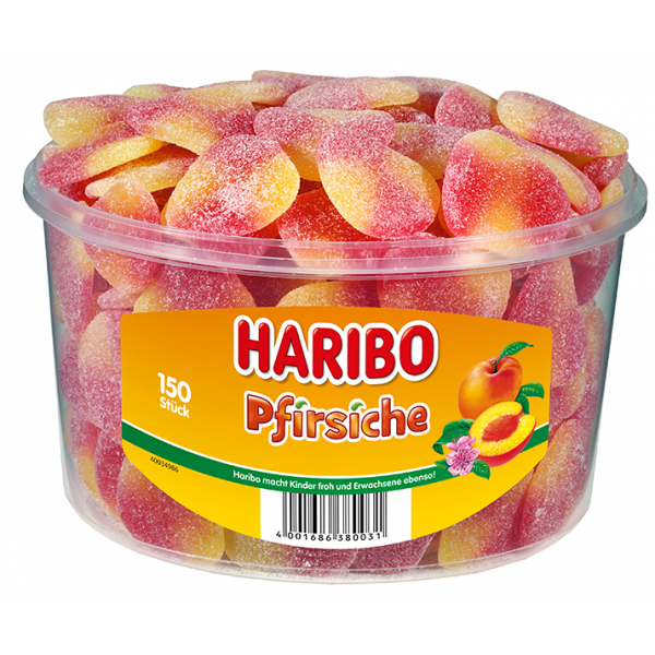 Haribo Pfirsiche Fruchtgummi Sauer 1350 g Dose