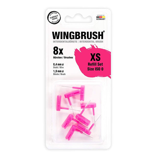 Wingbrush interdental brush refill pack of 8 pink ISO 0