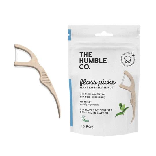 Humble Floss Picks Zahnseidensticks aus Maisstärke -Minze- 50er Pack