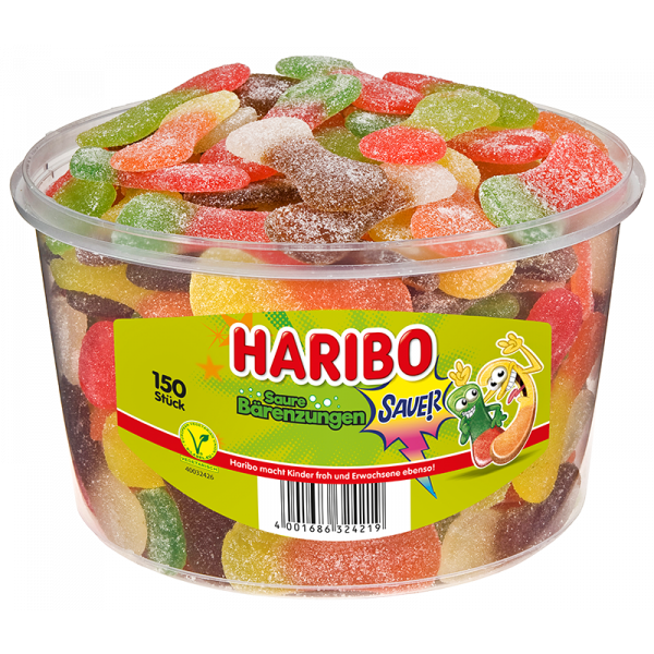 Haribo Saure Bärenzungen 150 Stk 1350g Dose