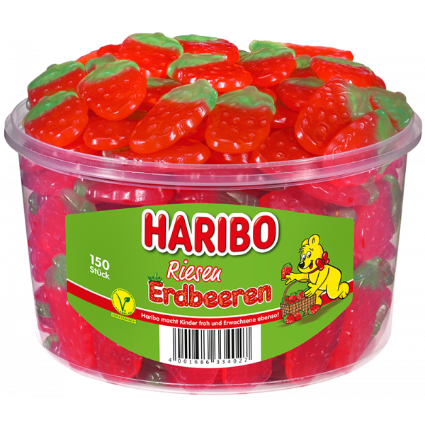 Haribo Riesen-Erdbeeren 150 St,  1350 g Dose