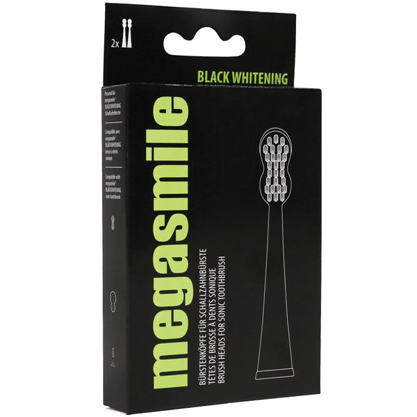megasmile Sonic Black replacement brushes medium pack of 2