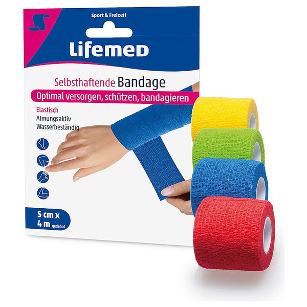 Lifemed Selbsthaftende Bandage farbig sortiert 4 m x 5 cm