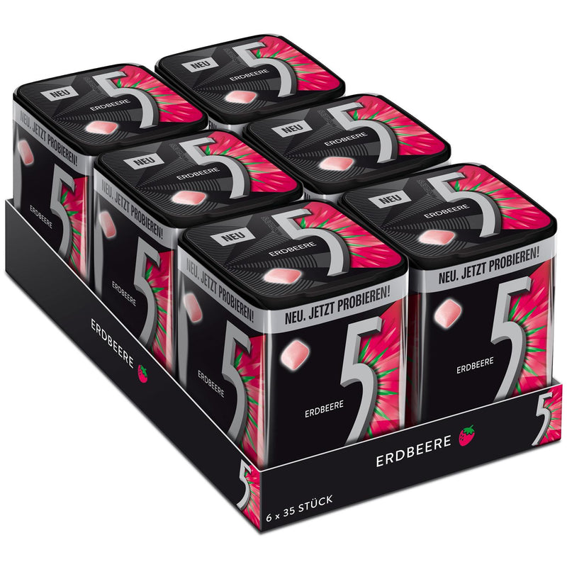 Wrigleys 5 GUM Erdbeere 35er Dose, 6er Pack (6x 35 Stück)