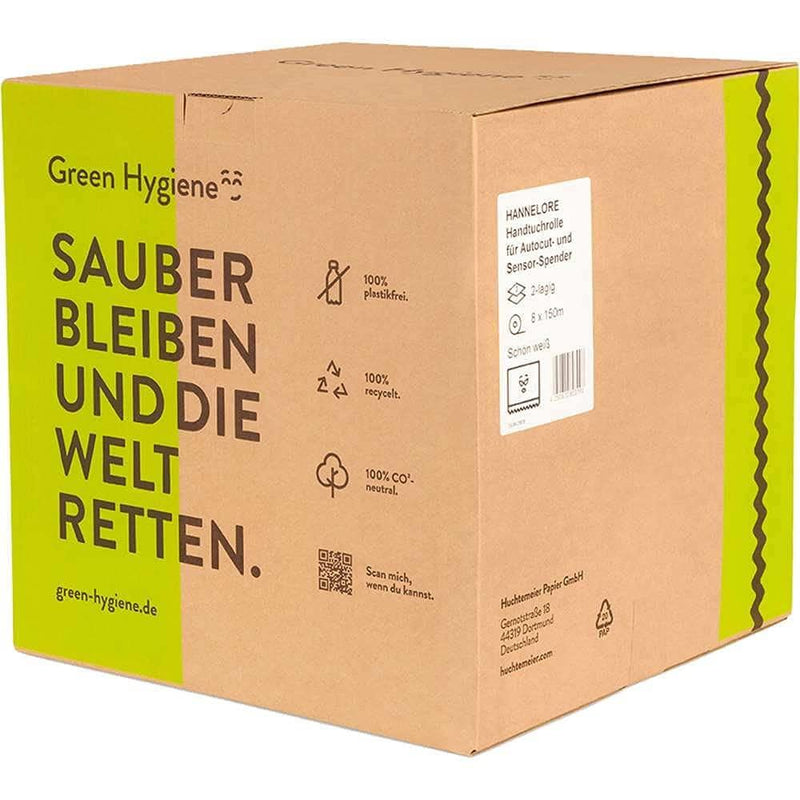 Huchtemeier Green Hygiene Handtuchrollen für Spenderssysteme Hannelore 8 Rollen, 2-lagig (8x 150m)