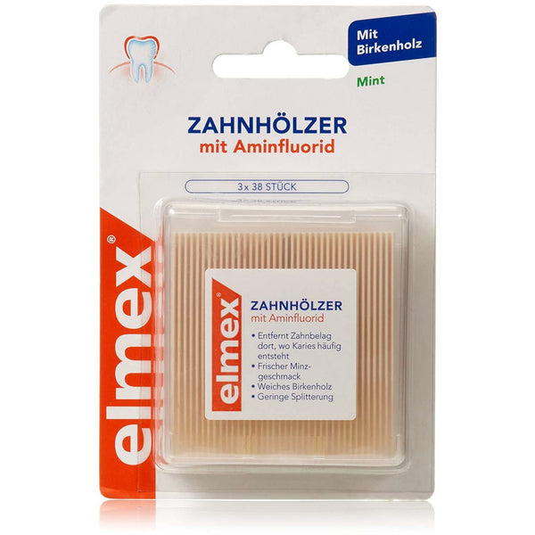elmex Zahnhölzer mit Aminflurid 114  Packung (3x 38 Stück)