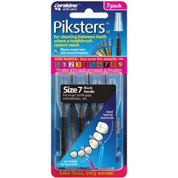 Piksters interdental brushes pack of 7 size 7, black, 0.70mm